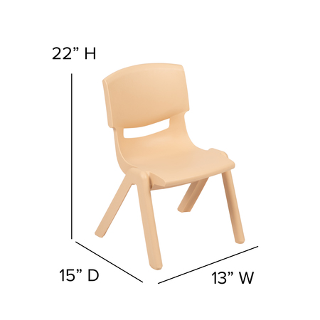 Flash Furniture Natural Plastic Stackable School Chair with 12" Seat Height YU-YCX-001-NAT-GG